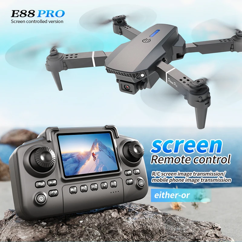 Rc Helicopter Electric - Dron Profesional E88 PRO con Pantalla,
